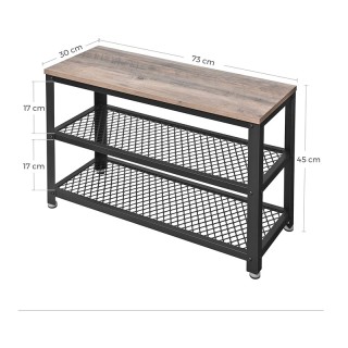 Μεταλλική Παπουτσοθήκη με 2 Ράφια και Πάγκο 73 x 30 x 45 cm Χρώματο...