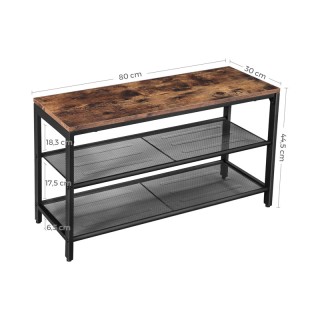 Μεταλλική Παπουτσοθήκη με 2 Ράφια και Πάγκο 80 x 30 x 44.5 cm VASAG...