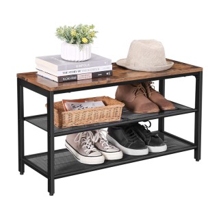 Μεταλλική Παπουτσοθήκη με 2 Ράφια και Πάγκο 80 x 30 x 44.5 cm VASAG...