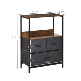 Μεταλλική Συρταριέρα με 3 Υφασμάτινα Συρτάρια και 1 Ράφι 58 x 29 x ...