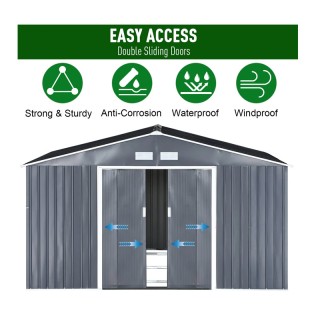 Μεταλλική Αποθήκη Κήπου από Γαλβανισμένο Ατσάλι 340 x 382 x 200 cm ...