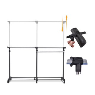 Μεταλλική Διπλή Κρεμάστρα Ρούχων Δαπέδου 91-160 x 43 x 93-168 cm με... Μεταλλική Διπλή Κρεμάστρα Ρούχων Δαπέδου 91-160 x 43 x 93-168 cm με...