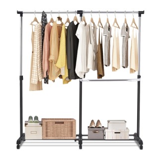 Μεταλλική Διπλή Κρεμάστρα Ρούχων Δαπέδου 91-160 x 43 x 93-168 cm με... Μεταλλική Διπλή Κρεμάστρα Ρούχων Δαπέδου 91-160 x 43 x 93-168 cm με...