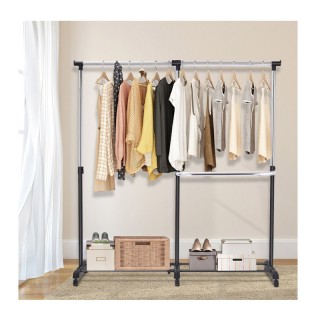 Μεταλλική Διπλή Κρεμάστρα Ρούχων Δαπέδου 91-160 x 43 x 93-168 cm με... Μεταλλική Διπλή Κρεμάστρα Ρούχων Δαπέδου 91-160 x 43 x 93-168 cm με...