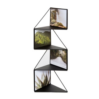 Μεταλλική Γωνιακή Κορνίζα Τοίχου 4 Θέσεων με Ράφια 17 x 17 x 68 cm ...