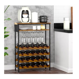 Μεταλλική Κάβα Κρασιών 24 Θέσεων με 2 Ράφια και 5 Ποτηροθήκες 66 x ...