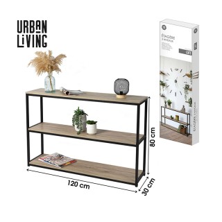 Μεταλλική Κονσόλα με 3 Ξύλινα Ράφια 120 x 30 x 80 cm Loft Urban Liv... Μεταλλική Κονσόλα με 3 Ξύλινα Ράφια 120 x 30 x 80 cm Loft Urban Liv...