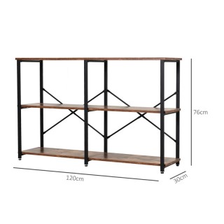 Μεταλλική Κονσόλα με 3 Ξύλινα Ράφια 76 x 120 x 30 cm HOMCOM 837-075 Μεταλλική Κονσόλα με 3 Ξύλινα Ράφια 76 x 120 x 30 cm HOMCOM 837-075