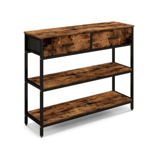 Μεταλλική Κονσόλα με 3 Ξύλινα Ράφια και 2 Υφασμάτινα Συρτάρια 100 x...