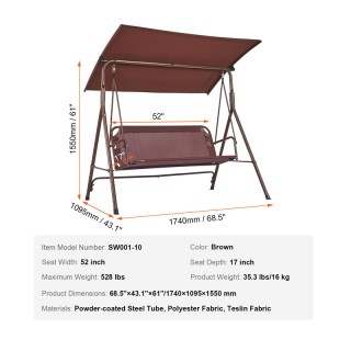 Μεταλλική Κούνια Εξωτερικού Χώρου 3 Θέσεων με Σκιάστρο 1740 x 1095 ... Μεταλλική Κούνια Εξωτερικού Χώρου 3 Θέσεων με Σκιάστρο 1740 x 1095 ...
