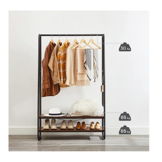 Μεταλλική Κρεμάστρα Ρούχων Δαπέδου με 2 Ξύλινα Ράφια 100 x 45 x 160... Μεταλλική Κρεμάστρα Ρούχων Δαπέδου με 2 Ξύλινα Ράφια 100 x 45 x 160...