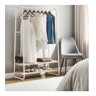 Μεταλλική Κρεμάστρα Ρούχων Δαπέδου με 2 Ξύλινα Ράφια 100 x 45 x 160... Μεταλλική Κρεμάστρα Ρούχων Δαπέδου με 2 Ξύλινα Ράφια 100 x 45 x 160...