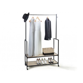 Μεταλλική Κρεμάστρα Ρούχων Δαπέδου με 2 Ξύλινα Ράφια 84 x 42.5 x 17... Μεταλλική Κρεμάστρα Ρούχων Δαπέδου με 2 Ξύλινα Ράφια 84 x 42.5 x 17...