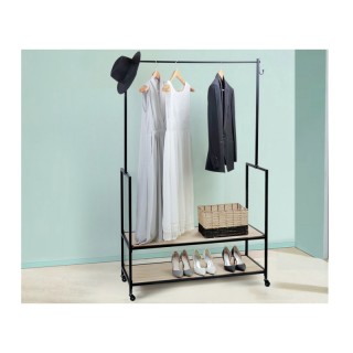 Μεταλλική Κρεμάστρα Ρούχων Δαπέδου με 2 Ξύλινα Ράφια 84 x 42.5 x 17... Μεταλλική Κρεμάστρα Ρούχων Δαπέδου με 2 Ξύλινα Ράφια 84 x 42.5 x 17...