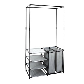 Μεταλλική Κρεμάστρα Δαπέδου με 4 Υφασμάτινα Ράφια και 2 Καλάθια Απλ... Μεταλλική Κρεμάστρα Δαπέδου με 4 Υφασμάτινα Ράφια και 2 Καλάθια Απλ...