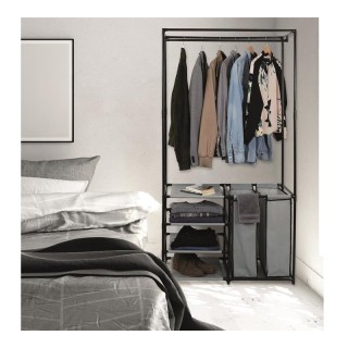 Μεταλλική Κρεμάστρα Δαπέδου με 4 Υφασμάτινα Ράφια και 2 Καλάθια Απλ... Μεταλλική Κρεμάστρα Δαπέδου με 4 Υφασμάτινα Ράφια και 2 Καλάθια Απλ...