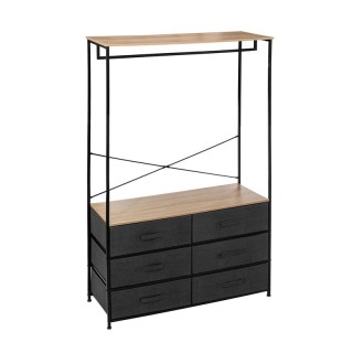 Μεταλλική Κρεμάστρα Δαπέδου με 6 Υφασμάτινα Συρτάρια και 2 Ξύλινα Ρ... Μεταλλική Κρεμάστρα Δαπέδου με 6 Υφασμάτινα Συρτάρια και 2 Ξύλινα Ρ...