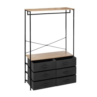 Μεταλλική Κρεμάστρα Δαπέδου με 6 Υφασμάτινα Συρτάρια και 2 Ξύλινα Ρ... Μεταλλική Κρεμάστρα Δαπέδου με 6 Υφασμάτινα Συρτάρια και 2 Ξύλινα Ρ...