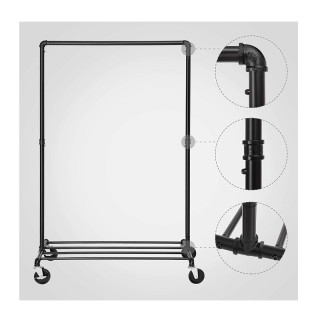 Μεταλλική Κρεμάστρα Ρούχων Δαπέδου 100 x 163 x 49 cm με Ρόδες Songm... Μεταλλική Κρεμάστρα Ρούχων Δαπέδου 100 x 163 x 49 cm με Ρόδες Songm...