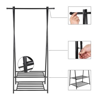 Μεταλλική Κρεμάστρα Ρούχων Δαπέδου 87.5 x 41 x 155 cm Χρώματος Μαύρ... Μεταλλική Κρεμάστρα Ρούχων Δαπέδου 87.5 x 41 x 155 cm Χρώματος Μαύρ...