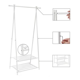 Μεταλλική Κρεμάστρα Ρούχων Δαπέδου 87.5 x 41 x 155 cm Χρώματος Λευκ...