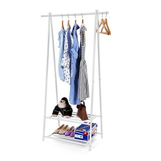 Μεταλλική Κρεμάστρα Ρούχων Δαπέδου 87.5 x 41 x 155 cm Χρώματος Λευκ...