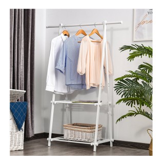 Μεταλλική Κρεμάστρα Ρούχων Δαπέδου με 2 Ράφια 107.5 x 45 x 150 cm H... Μεταλλική Κρεμάστρα Ρούχων Δαπέδου με 2 Ράφια 107.5 x 45 x 150 cm H...