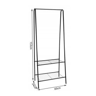 Μεταλλική Κρεμάστρα Ρούχων Δαπέδου με 2 Ράφια 60 x 34 x 153 cm Ruhh...
