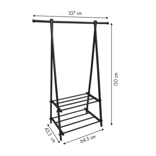 Μεταλλική Κρεμάστρα Ρούχων Δαπέδου με 2 Ράφια 107 x 43.5 x 150 cm M... Μεταλλική Κρεμάστρα Ρούχων Δαπέδου με 2 Ράφια 107 x 43.5 x 150 cm M...