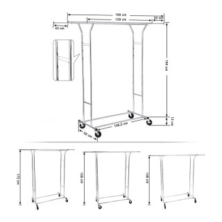 Μεταλλική Κρεμάστρα Ρούχων Δαπέδου Βαρέως Τύπου Διπλή 129 x 55 x 14...