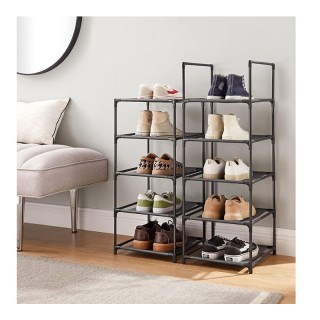 Μεταλλική Παπουτσοθήκη με 10 Υφασμάτινα Ράφια 33 x 33 x 173 cm Song...