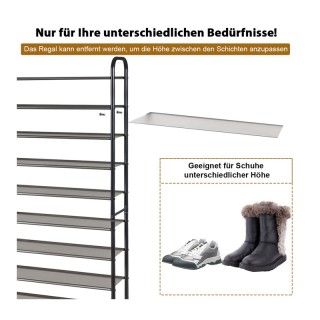 Μεταλλική Παπουτσοθήκη με 10 Ράφια 66 x 29 x 152 cm Costway HW63424 Μεταλλική Παπουτσοθήκη με 10 Ράφια 66 x 29 x 152 cm Costway HW63424