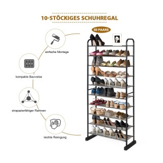 Μεταλλική Παπουτσοθήκη με 10 Ράφια 66 x 29 x 152 cm Costway HW63424 Μεταλλική Παπουτσοθήκη με 10 Ράφια 66 x 29 x 152 cm Costway HW63424