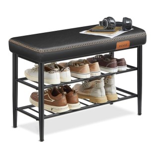 Μεταλλική Παπουτσοθήκη με 2 Ράφια και Κάθισμα 80 x 30 x 50 cm Χρώμα...