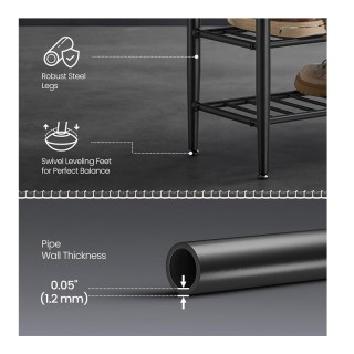 Μεταλλική Παπουτσοθήκη με 2 Ράφια και Κάθισμα 80 x 30 x 50 cm Χρώμα...