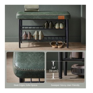 Μεταλλική Παπουτσοθήκη με 2 Ράφια και Κάθισμα 80 x 30 x 50 cm Χρώμα...