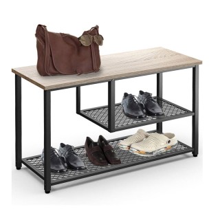 Μεταλλική Παπουτσοθήκη με 2 Ράφια και Πάγκο 74 x 30 x 45 cm Χρώματο...