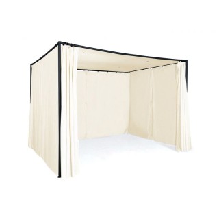 Μεταλλική Πέργκολα Κήπου με Υφασμάτινη Οροφή και Κουρτίνες 3 x 3 x ... Μεταλλική Πέργκολα Κήπου με Υφασμάτινη Οροφή και Κουρτίνες 3 x 3 x ...