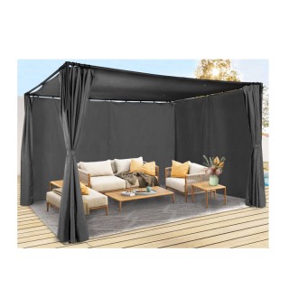 Μεταλλική Πέργκολα Κήπου με Υφασμάτινη Οροφή και Κουρτίνες 3 x 3 x ... Μεταλλική Πέργκολα Κήπου με Υφασμάτινη Οροφή και Κουρτίνες 3 x 3 x ...