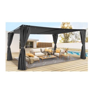 Μεταλλική Πέργκολα Κήπου με Υφασμάτινη Οροφή και Κουρτίνες 3 x 4 x ... Μεταλλική Πέργκολα Κήπου με Υφασμάτινη Οροφή και Κουρτίνες 3 x 4 x ...