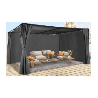 Μεταλλική Πέργκολα Κήπου με Υφασμάτινη Οροφή και Κουρτίνες 3 x 4 x ...