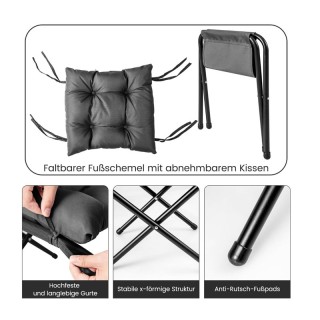 Μεταλλική Πολυθρόνα με Υποπόδιο 75 x 81 x 94.5 cm Χρώματος Σκούρο Γ...