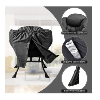 Μεταλλική Πολυθρόνα με Υποπόδιο 75 x 81 x 94.5 cm Χρώματος Σκούρο Γ...