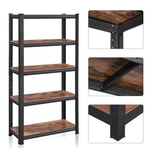Μεταλλική Ραφιέρα από Ατσάλι με 5 Ξύλινα Ράφια 75 x 30 x 150 cm Son... Μεταλλική Ραφιέρα από Ατσάλι με 5 Ξύλινα Ράφια 75 x 30 x 150 cm Son...