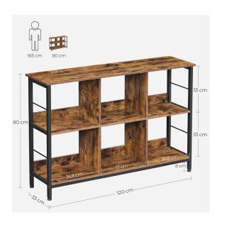 Μεταλλική Ραφιέρα Δαπέδου με 6 Ξύλινα Ράφια 120 x 33 x 80 cm VASAGL...