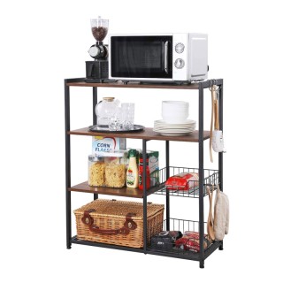 Μεταλλική Ραφιέρα Κουζίνας με 4 Ράφια και 2 Καλάθια 80 x 35 x 95 cm...