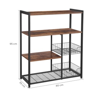 Μεταλλική Ραφιέρα Κουζίνας με 4 Ράφια και 2 Καλάθια 80 x 35 x 95 cm...