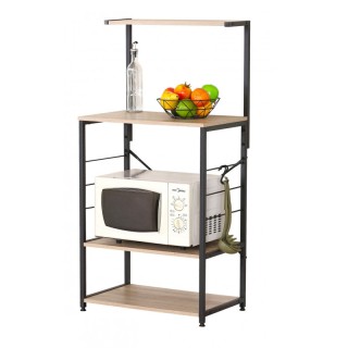 Μεταλλική Ραφιέρα Κουζίνας με 4 Ξύλινα Ράφια 60 x 40 x 123 cm Color...