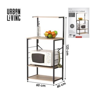 Μεταλλική Ραφιέρα Κουζίνας με 4 Ξύλινα Ράφια 60 x 40 x 123 cm Color...