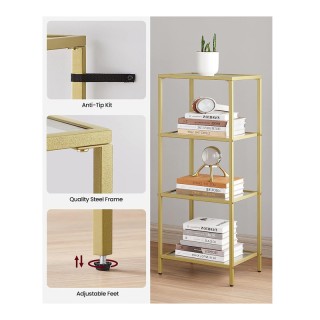 Μεταλλική Ραφιέρα με 4 Γυάλινα Ράφια 30 x 40 x 95 cm VASAGLE LGT28G Μεταλλική Ραφιέρα με 4 Γυάλινα Ράφια 30 x 40 x 95 cm VASAGLE LGT28G